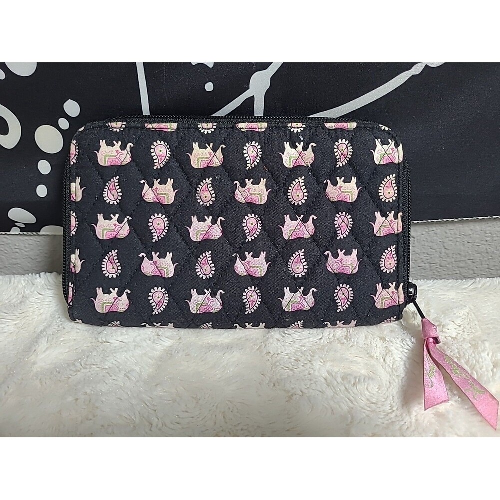 VTG Discontinued VERA BRADLEY Pink Elephant Print Quilted Wristlet Wallet - Picture 5 of 8